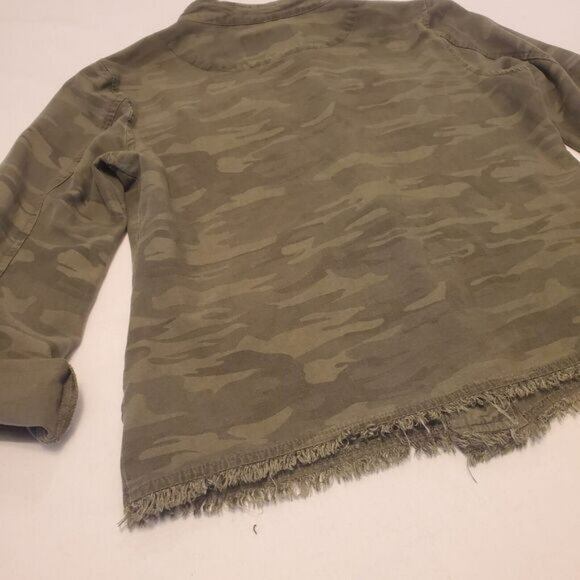 Revolve Sanctuary Womens Cropped Band Collar Raw Hem Jacket Sz Small Boxy - Picture 15 of 15